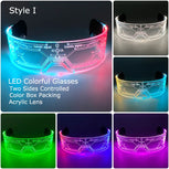 Acrylic LED Luminous Glasses Glow Party Glasses Neon Light up Visor Eyeglasses DJ Bar Party Eyewear for Halloween Christmas