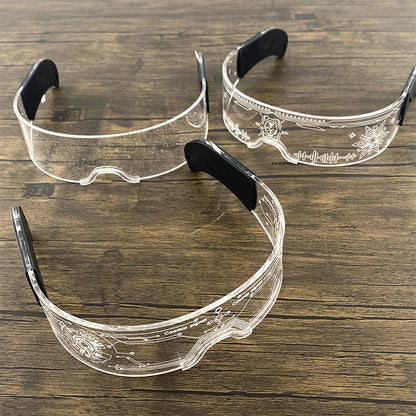 Acrylic LED Luminous Glasses Glow Party Glasses Neon Light up Visor Eyeglasses DJ Bar Party Eyewear for Halloween Christmas