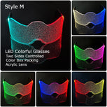 Acrylic LED Luminous Glasses Glow Party Glasses Neon Light up Visor Eyeglasses DJ Bar Party Eyewear for Halloween Christmas