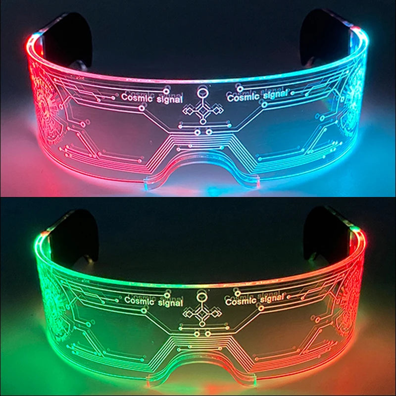 Acrylic LED Luminous Glasses Glow Party Glasses Neon Light up Visor Eyeglasses DJ Bar Party Eyewear for Halloween Christmas